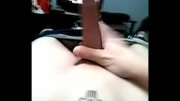 Sexy video of young guy with tattoo beating his long dick
